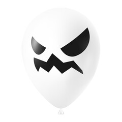 Halloween white balloon illustration with scary and funny face