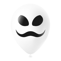 Halloween white balloon illustration with scary and funny face