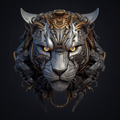 A close up of a head of a tiger. Generative AI.