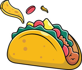 Tacos Mexico Food Mascot Icon