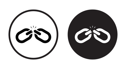 Broken chain icon vector isolated on circle background
