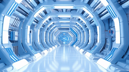 Obraz premium neon electric vibe 3d illustration gaming tunnel future technology corridor dark night