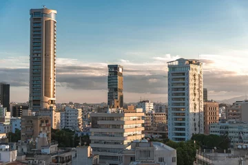 Wandcirkels tuinposter High angle view at Nicosia cityscape. Cyprus © kirill_makarov