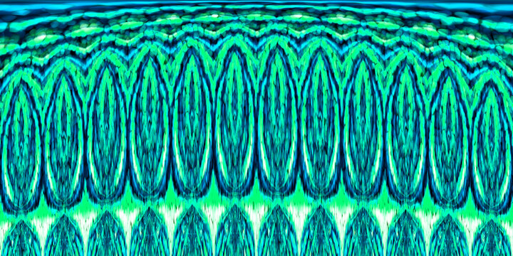 art deco wide  nature leaf pattern design in green on a turquoise background