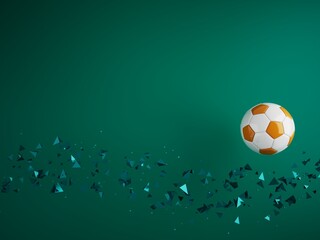 football ball 3d object. 3d illustration. graphic background element. sport abstract backdrop. soccer render design competition concept art. digital technology element beautiful lighting ground empty