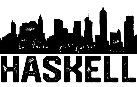 Haskell Skyline Silhouette. Black Haskell Oklahoma OK City Design Isolated on White Background