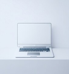 laptop computer with blank screen mock up created with Generative AI technology