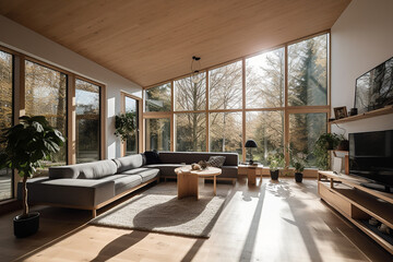 Fototapeta premium modern home interior, Scandinavian style, generative AI