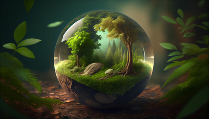 Obraz na płótnie Canvas World environment and earth day concept with glob Ai generated image