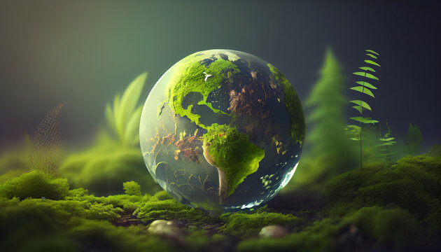 World environment and earth day concept with glob Ai generated image