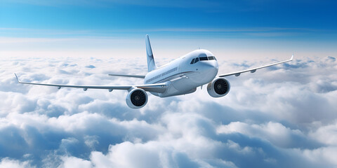 Fototapeta na wymiar airplane flying in the clouds