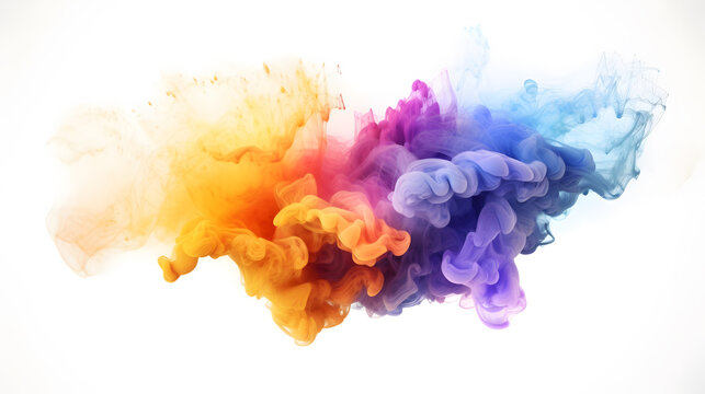Abstract background with rainbow colored smoke exploding, Generative AI image