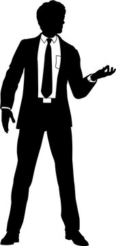 recommend clip art: Silhouette business person man in a smart suit and tie.