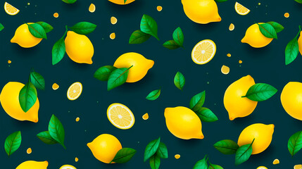 Fototapeta na wymiar lemon and leaves background colors created with Generative Ai technology