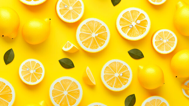 lemon and leaves background colors created with Generative Ai technology