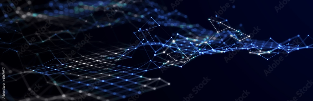 Poster digital technological background. abstract structure with connected dots and lines. big data.3d