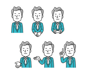 スーツ姿の男性上半身イラスト、ビジネス向けのシンプルなイラスト素材