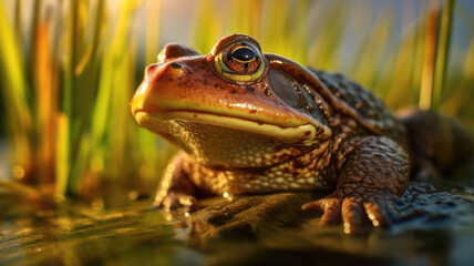 Obraz premium frog in the water created with Generative AI technology