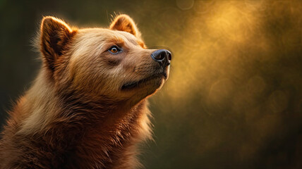 Fototapeta premium brown bear in warm sunlight created with Generative AI technology