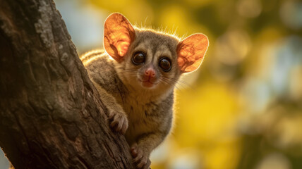 Bushbaby in golden hour created with Generative AI technology