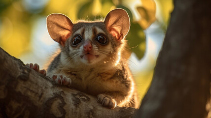 Bushbaby in golden hour created with Generative AI technology