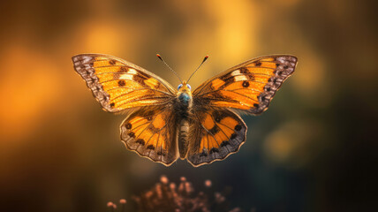 Fototapeta na wymiar beautiful butterfly in warm sunlight created with Generative AI technology