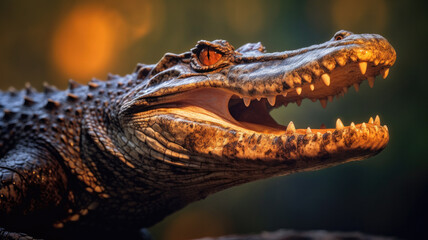 Obraz premium crocodile in detailed view created with Generative AI technology