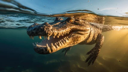 Fototapeten crocodile in detailed view created with Generative AI technology © Robert Herhold