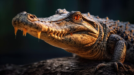 Fototapeta premium crocodile in detailed view created with Generative AI technology