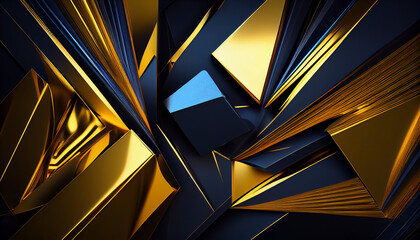 Yellow gold blue abstract background metaverse Ai generated image