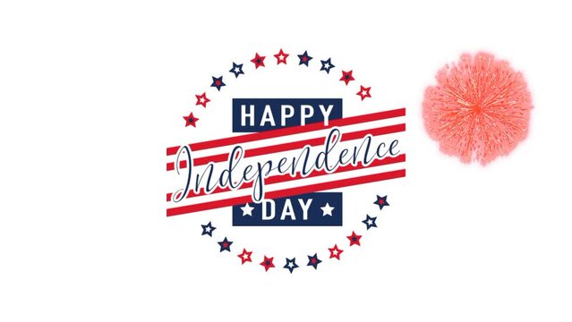 US Independence Day, 4th of July America for White background Full HD video. Memorial Day Celebrate with Fireworks visuals.