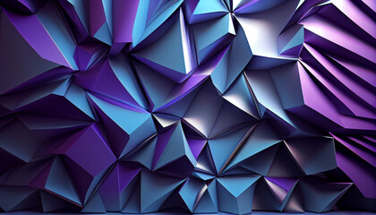 3d rendering of purple and blue abstract geometric background Ai generated image