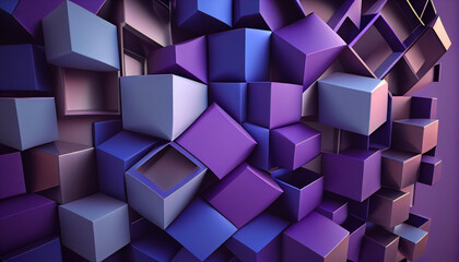 3d rendering of purple and blue abstract geometric background Ai generated image