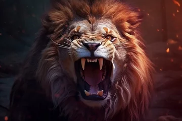 Gardinen Fierce Lion Roar Concept. Generative AI © Haider
