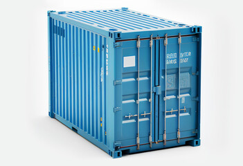 blue container on a white background. ai generated Generative AI