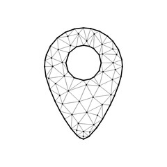 Location pin polygonal vector illustration isolated on white background. Navigation symbol in abstract style