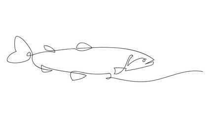 Sea fish in continuous line art drawing style.Vector illustration