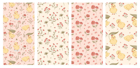 Cute Duck - Vector Seamless Pattern Design for Baby and Kids: Charming Patterns for Textiles, Fabrics, and Paper Crafts. Perfect for adding a playful touch to clothing, home decor, and stationery