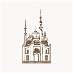 mosque in brown art line, religious place of worship