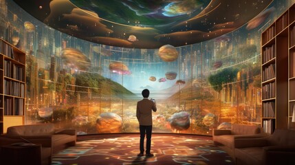 A dreamlike depiction of virtual worlds and augmented reality overlays merging with physical spaces, creating a new realm of possibilities - Generative ai