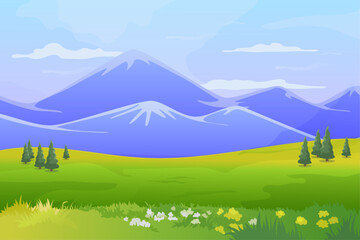 Gradient spring and mountain landscape background