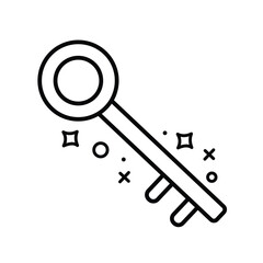 Key vector icon illustration isolated on square white background. Simple flat minimalist cartoon art styled drawing with safety and security theme.