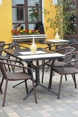 table and chairs in a restaurant