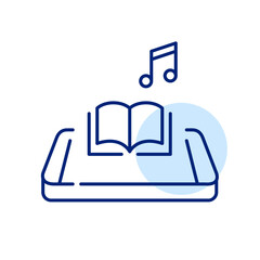 App for smartphone for listening to audio books. Digital online library. Pixel perfect, editable stroke simple icon