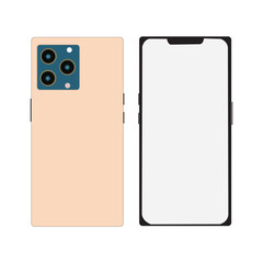 Max in Space colorful. In latest phone, is an innovation and equipped with three cameras. background.  screen and back side. realistic vector. Smartphone Vector illustration. View of a Isolated Device