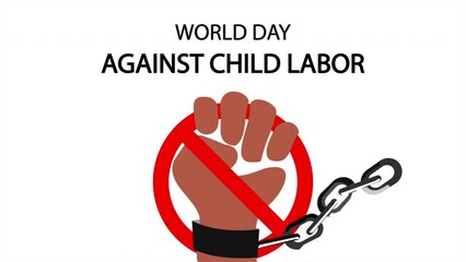World day against child labor sign stop, art video illustration.