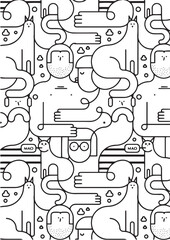 Graphic Doodles workshop illustrations human animal cat dog activity social art music magazine