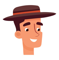 Smiling avatar wearing fedora