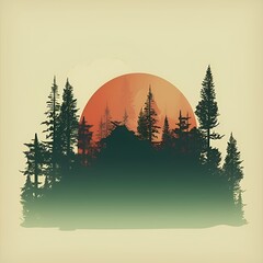 A minimalist depiction of a forest landscape - Generative AI
