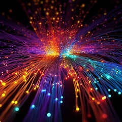 Naklejka premium Fiber optic cable internet. AI generative